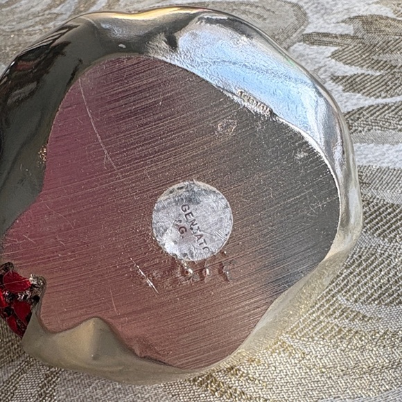 Sterling Silver Plated and Red Pomegranate Decor - Picture 2 of 3